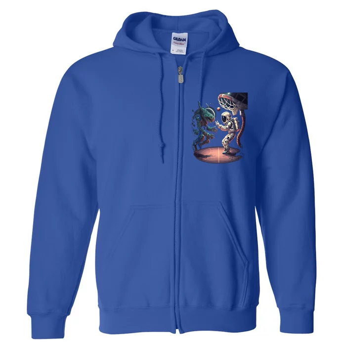 Space Astronaut Alien Playing Basketball Astronomy Space Gift Full Zip Hoodie