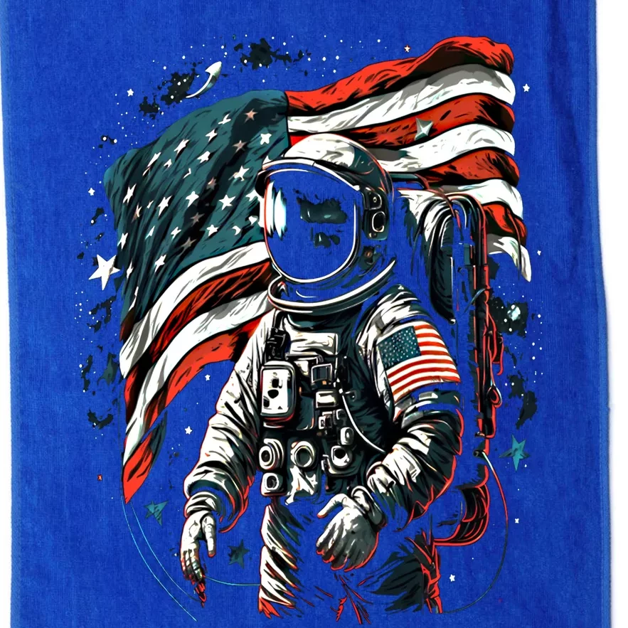 Space Astronaut American Flag Astronomy 4th Of July Gift Platinum Collection Golf Towel