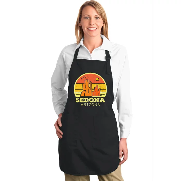 Sedona Arizona AZ Vintage Sunset Desert Camping Hiking Full-Length Apron With Pocket