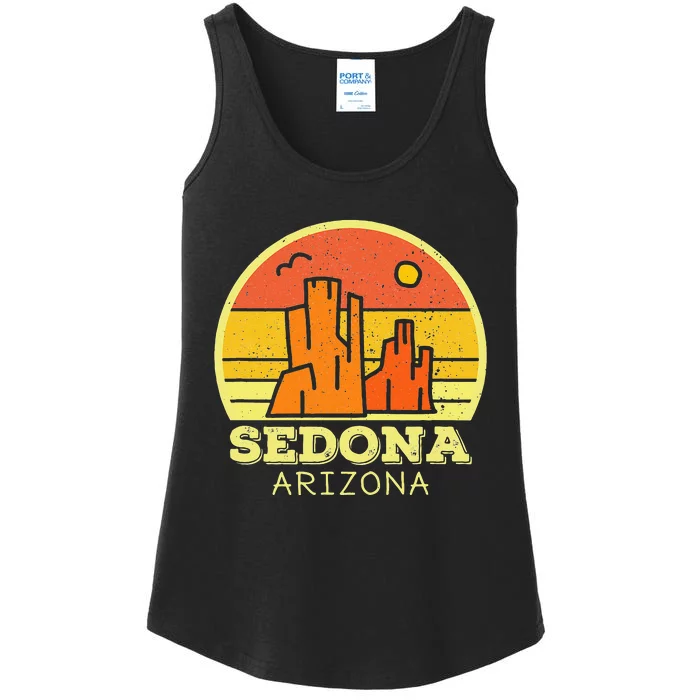 Sedona Arizona AZ Vintage Sunset Desert Camping Hiking Ladies Essential Tank