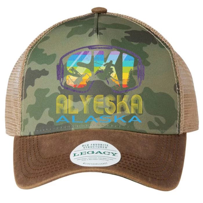 Ski Alyeska Alaska Skiing Vacation Legacy Tie Dye Trucker Hat