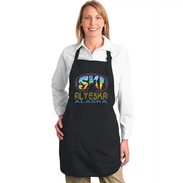 Ski Alyeska Alaska Skiing Vacation Full-Length Apron With Pocket