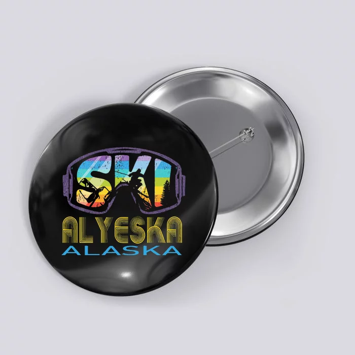 Ski Alyeska Alaska Skiing Vacation Button