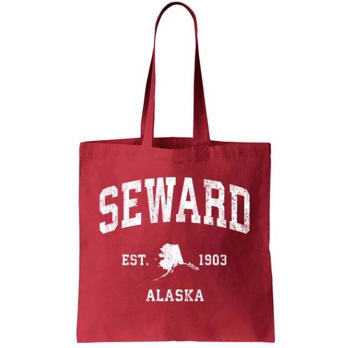 Seward Alaska Ak Vintage Athletic Black Sports Tote Bag