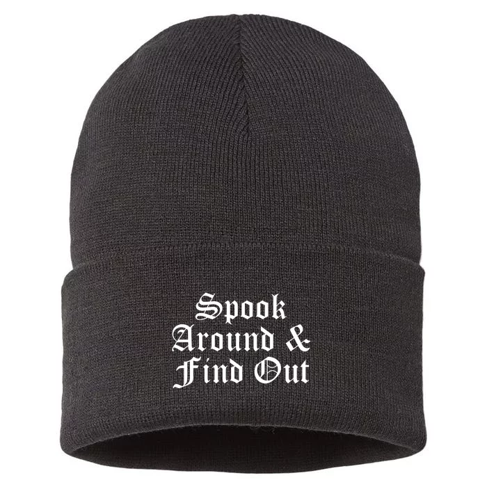 Spook Around And Find Out Funny Halloween Sustainable Knit Beanie