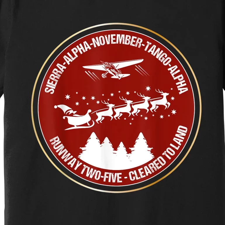 Santa Airlines Aviation Holiday Retro Pilot Christmas Premium T-Shirt