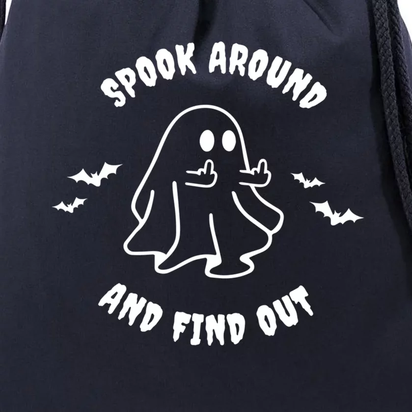 Spook Around And Find Out Funny Ghost Halloween Boo Gift Drawstring Bag