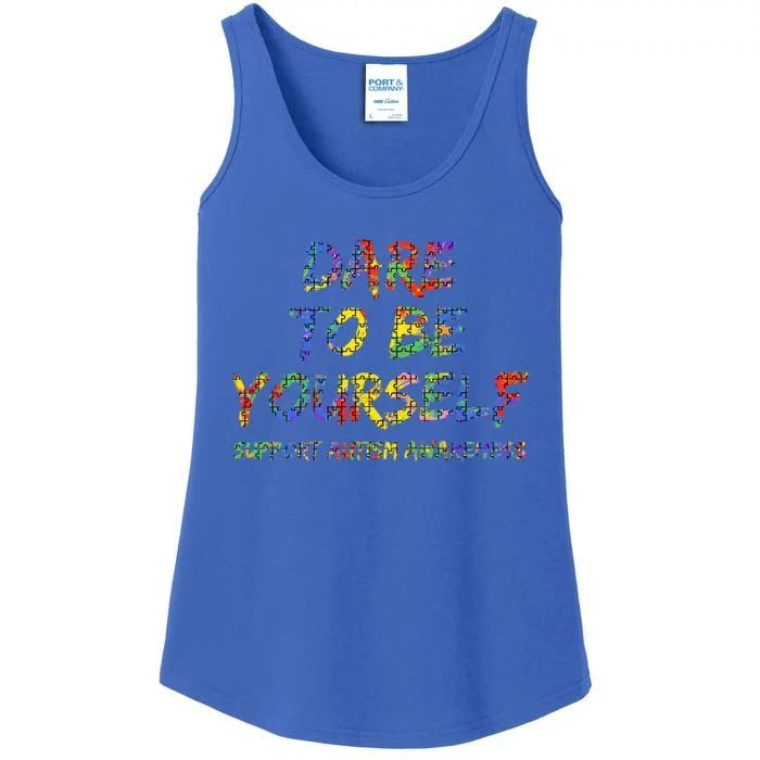 Support Autism Awareness Colorful Puzzle Dare To Be Yourself Gift Ladies Essential Tank