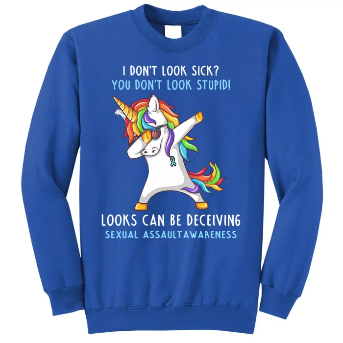 Sexual Assault Awareness Dabbing Unicorn Ribbon Gift Sweatshirt