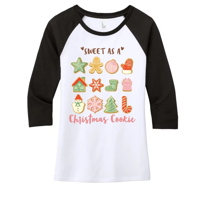 Sweet As A Christmas Cookie Cute Holiday Women's Tri-Blend 3/4-Sleeve Raglan Shirt