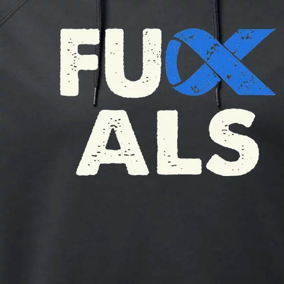 Support ALS Awareness Month Costume Blue Ribbon Performance Fleece Hoodie