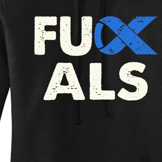 Support ALS Awareness Month Costume Blue Ribbon Women's Pullover Hoodie