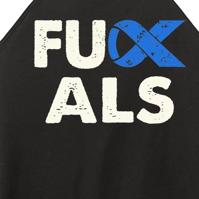 Support ALS Awareness Month Costume Blue Ribbon Women’s Perfect Tri Rocker Tank