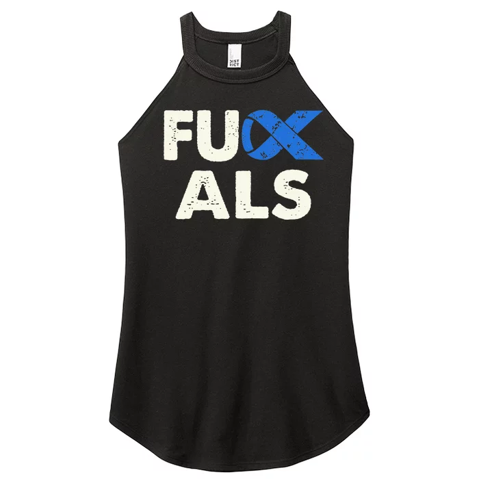 Support ALS Awareness Month Costume Blue Ribbon Women’s Perfect Tri Rocker Tank