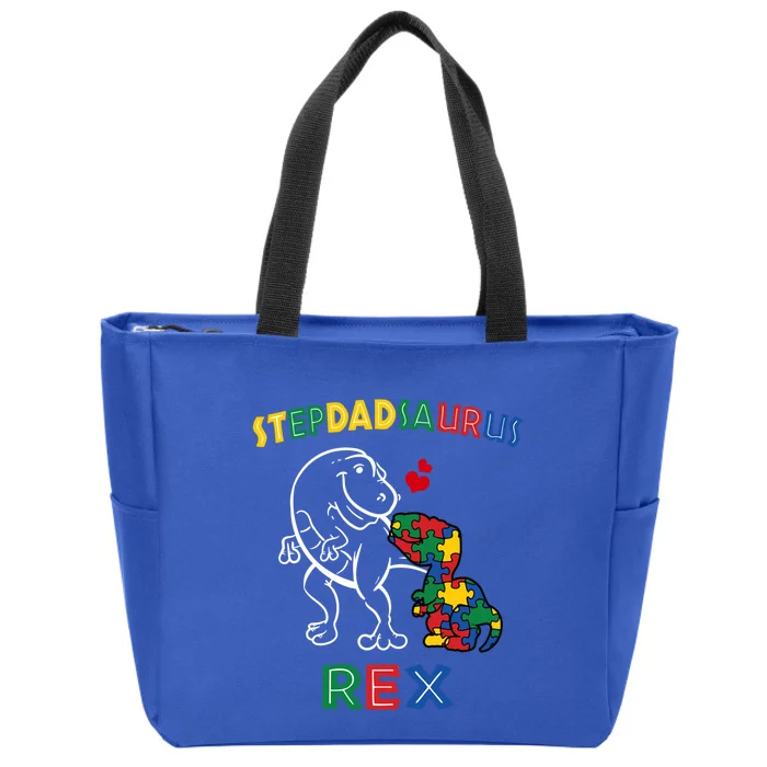 Stepdadsaurus Autism Awareness Stepfather Dinosaur Stepdad Meaningful Gift Zip Tote Bag