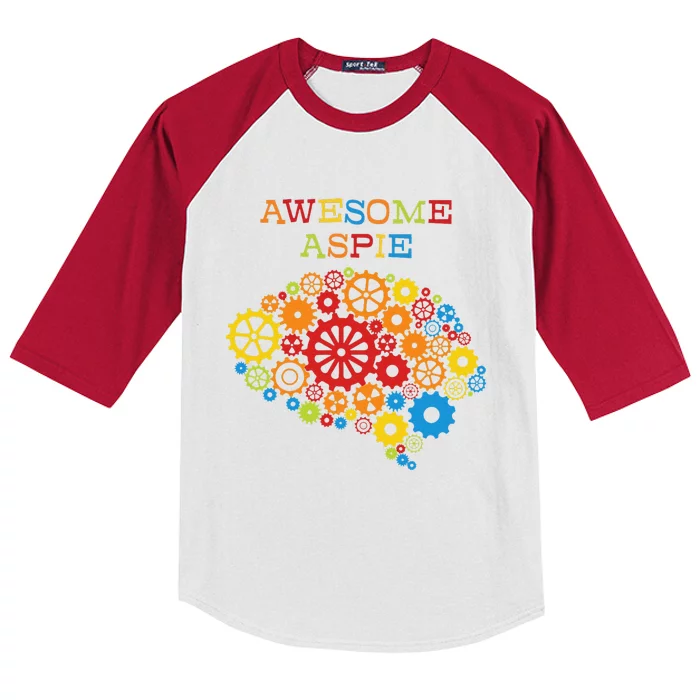 Steampunk Awesome Aspie Brain Autism Awareness Kids Colorblock Raglan Jersey