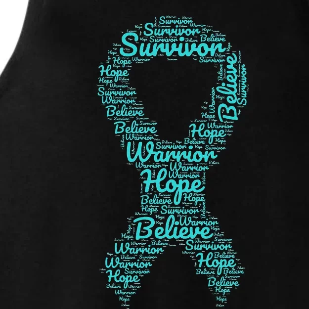 Sexual Assault And Violence Awareness Month Teal Ribbon Ladies Tri-Blend Wicking Tank