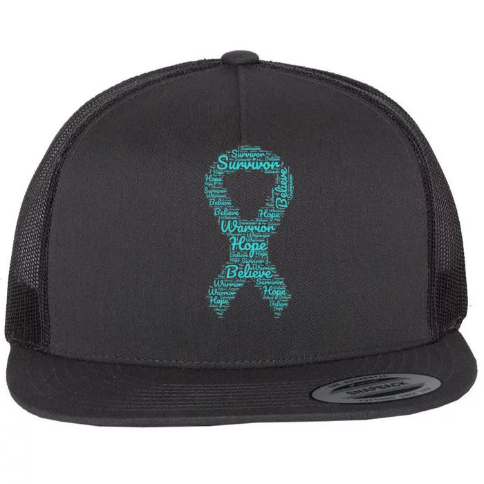 Sexual Assault And Violence Awareness Month Teal Ribbon Flat Bill Trucker Hat