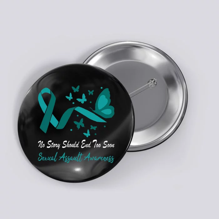 Sexual Assault Awareness Butterfly Support Teal Ribbon Button