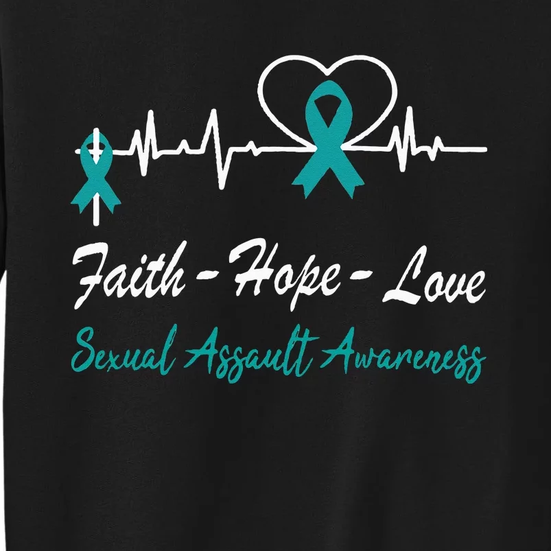 Sexual Assault Awareness Christian Cross Support Teal Ribbon Sweatshirt