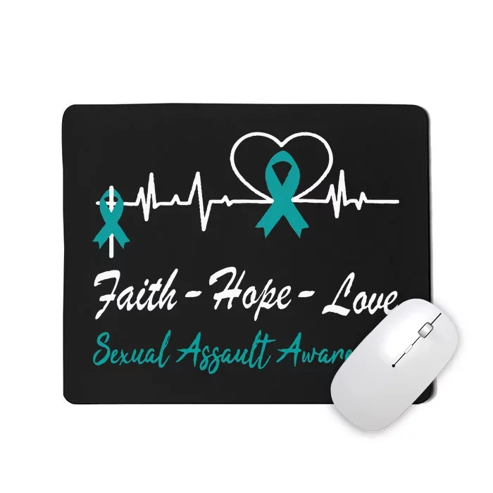 Sexual Assault Awareness Christian Cross Support Teal Ribbon Mousepad