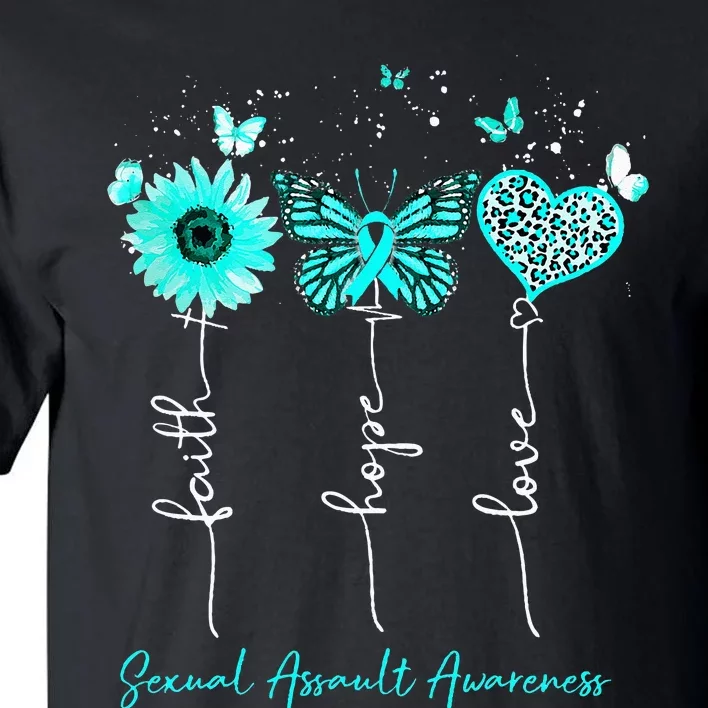 Sexual Assault Awareness Faith Hope Love Leopard Sunflower Tall T-Shirt