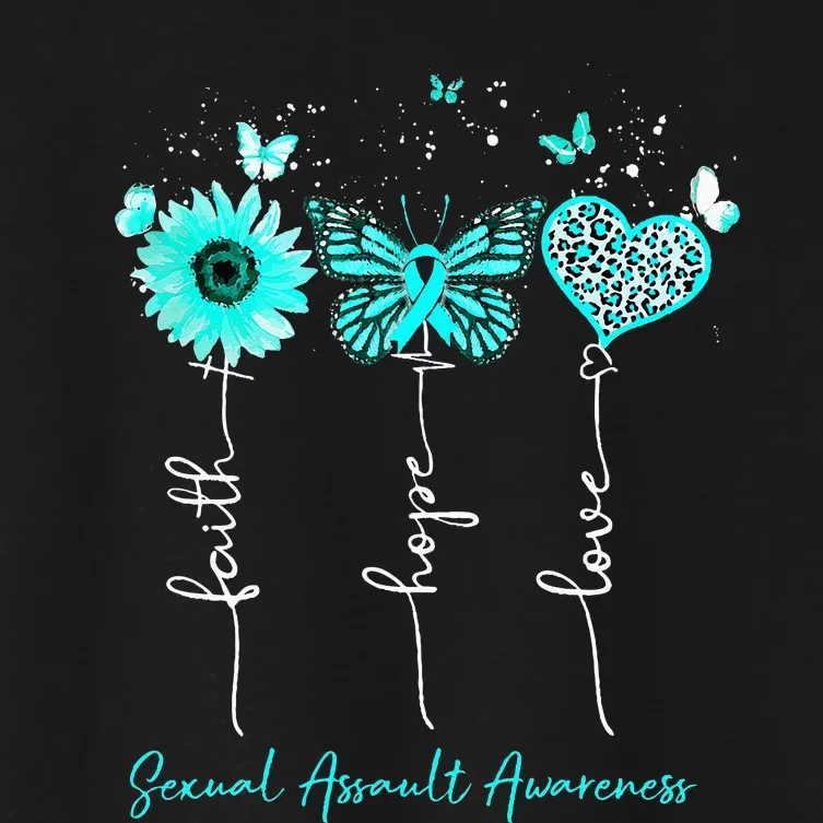 Sexual Assault Awareness Faith Hope Love Leopard Sunflower Women's Crop Top Tee