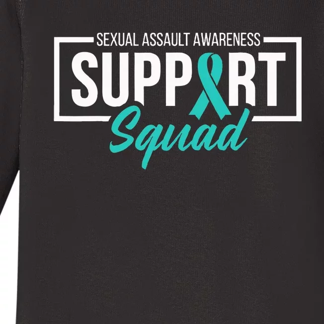 Sexual Assault Awareness Support Squad I Wear Teal Ribbon Baby Long Sleeve Bodysuit