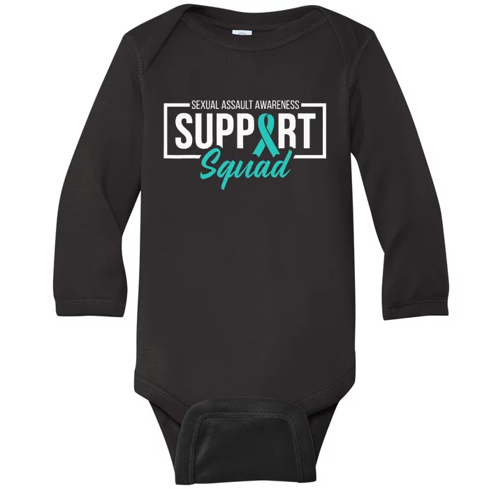 Sexual Assault Awareness Support Squad I Wear Teal Ribbon Baby Long Sleeve Bodysuit