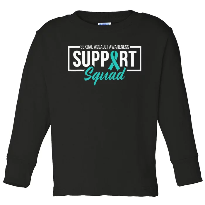 Sexual Assault Awareness Support Squad I Wear Teal Ribbon Toddler Long Sleeve Shirt