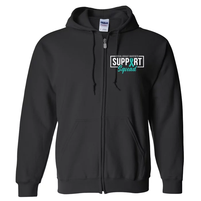 Sexual Assault Awareness Support Squad I Wear Teal Ribbon Full Zip Hoodie