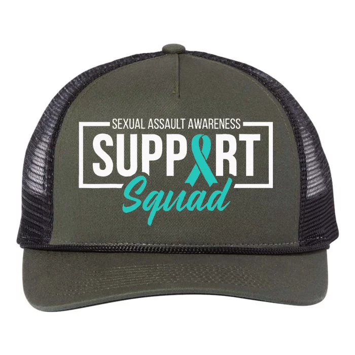 Sexual Assault Awareness Support Squad I Wear Teal Ribbon Retro Rope Trucker Hat Cap