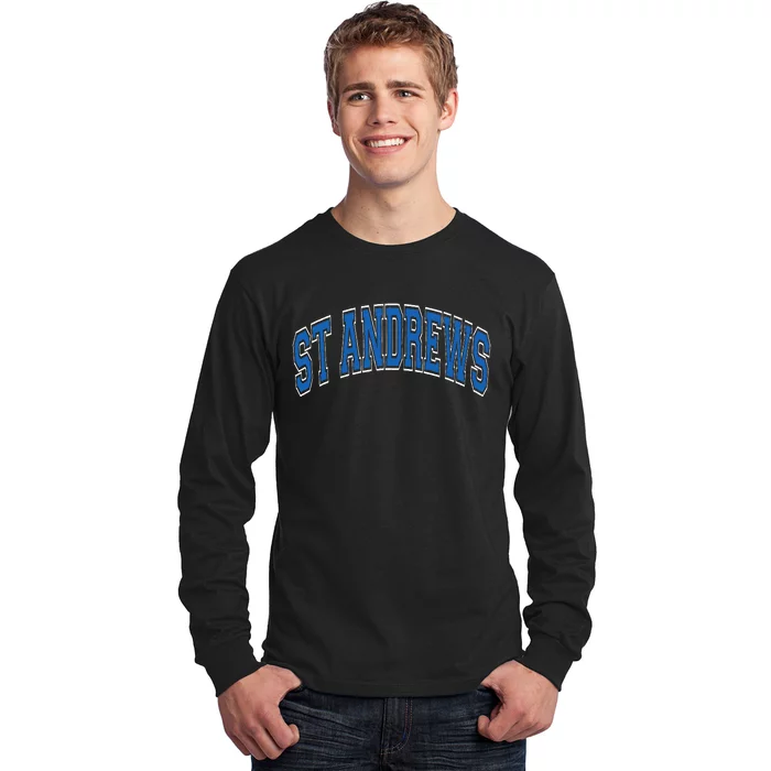 St Andrews Arched Blue Text Long Sleeve Shirt