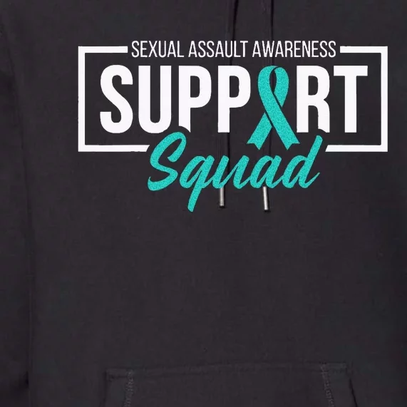 Sexual Assault Awareness Support Squad I Wear Teal Ribbon Premium Hoodie