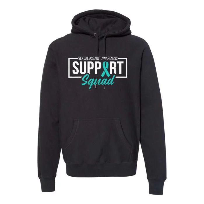 Sexual Assault Awareness Support Squad I Wear Teal Ribbon Premium Hoodie