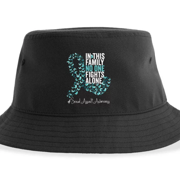 Sexual Assault Awareness Month Teal Ribbon Sustainable Bucket Hat