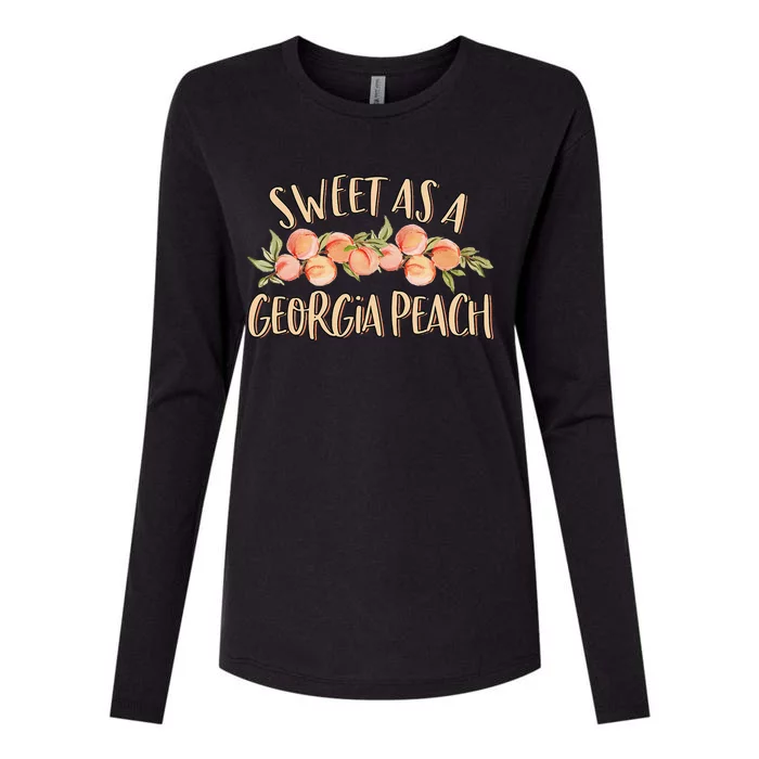 Sweet As A Georgia Peach Cute Funny Southern Georgia Womens Cotton Relaxed Long Sleeve T-Shirt