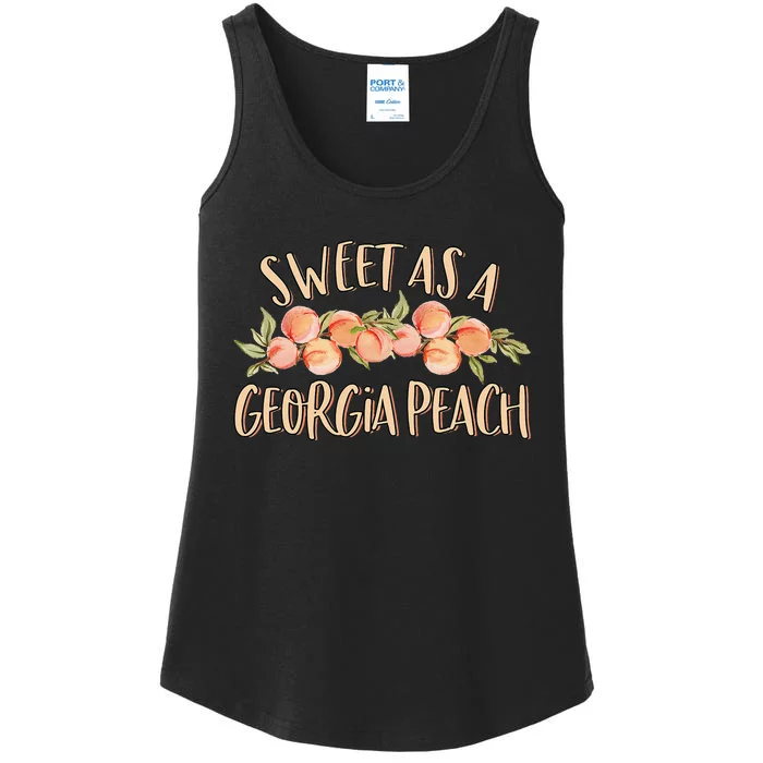 Sweet As A Georgia Peach Cute Funny Southern Georgia Ladies Essential Tank