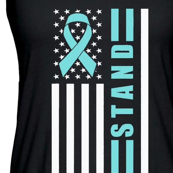 Sexual Assault Awareness Month USA American Flag Stand Ladies Essential Flowy Tank