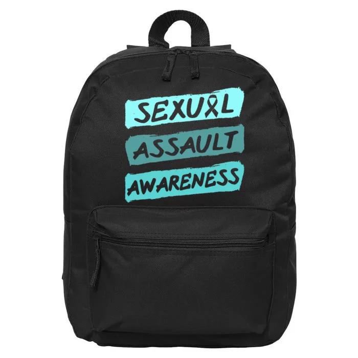 Sexual Assault Awareness Teal Ribbon 16 in Basic Backpack