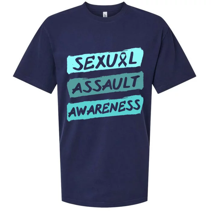 Sexual Assault Awareness Teal Ribbon Sueded Cloud Jersey T-Shirt