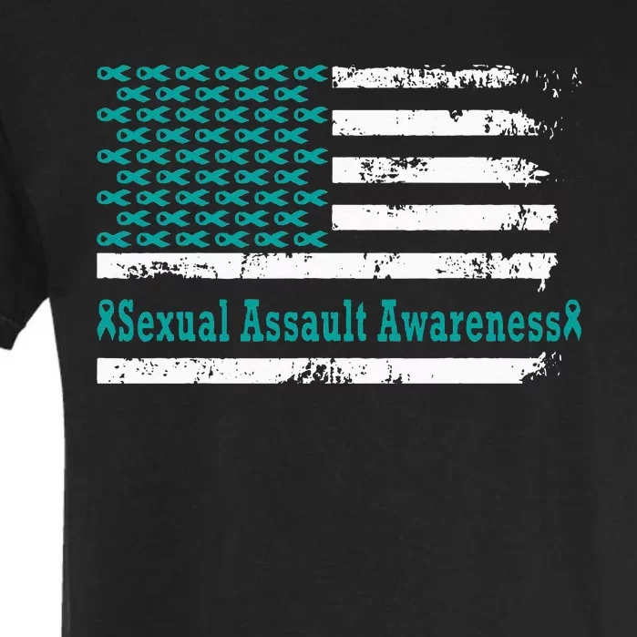 Sexual Assault Awareness USA Flag American Support Teal Garment-Dyed Heavyweight T-Shirt