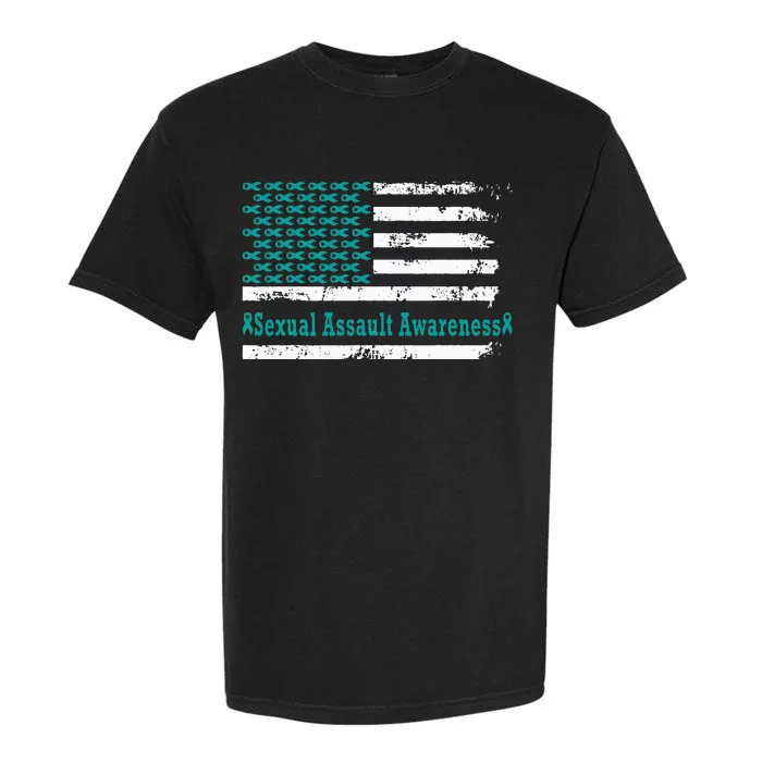 Sexual Assault Awareness USA Flag American Support Teal Garment-Dyed Heavyweight T-Shirt