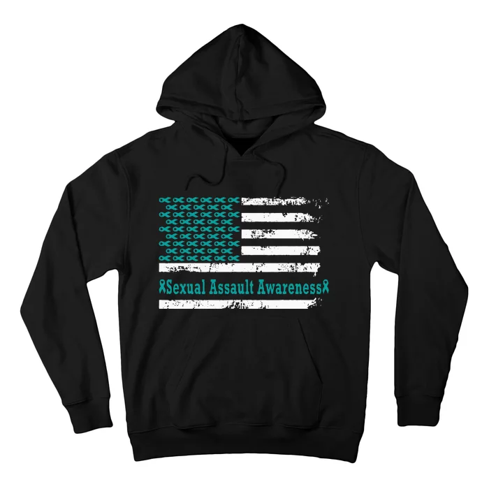 Sexual Assault Awareness USA Flag American Support Teal Hoodie