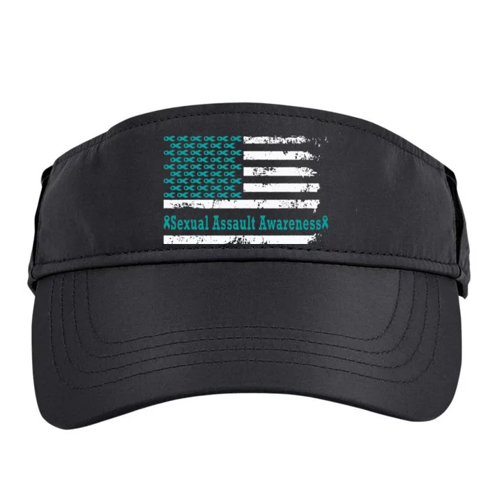 Sexual Assault Awareness USA Flag American Support Teal Adult Drive Performance Visor