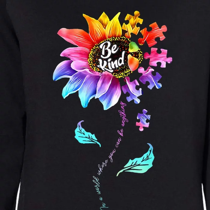 Sunflower Autism Awareness Be Kind Puzzle Mom Support Womens California Wash Sweatshirt