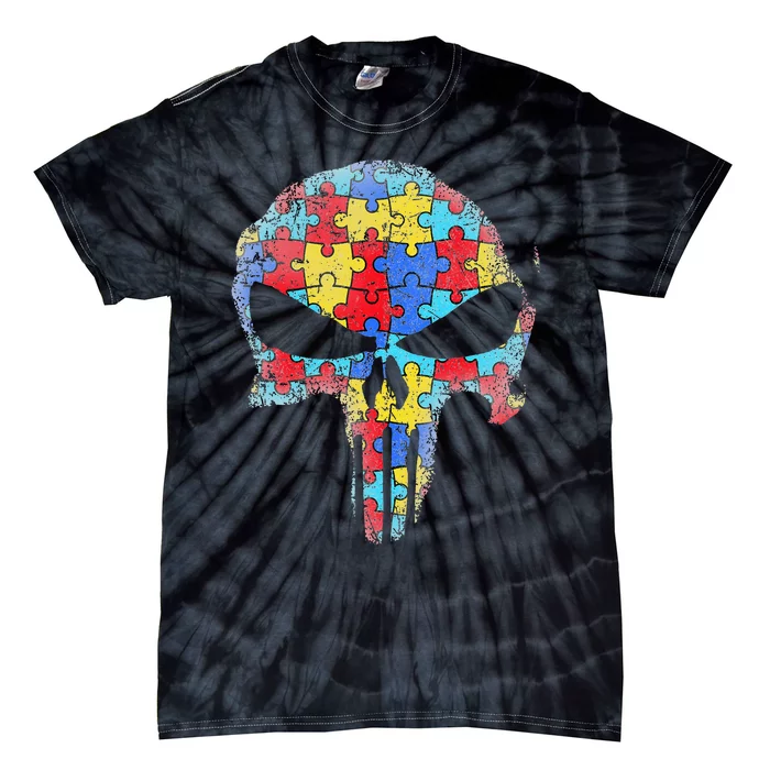 Skull Autism Awareness Tee Mom Dad Autism Tie-Dye T-Shirt