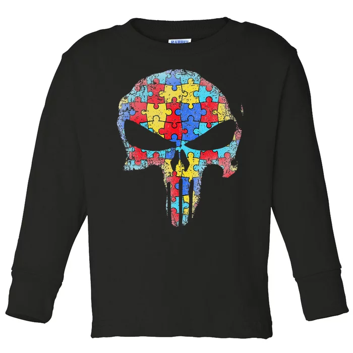 Skull Autism Awareness Tee Mom Dad Autism Toddler Long Sleeve Shirt