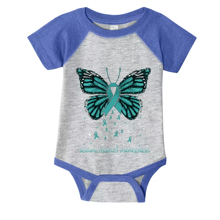 Sexual Assault Awareness Butterfly Funny Gift Infant Baby Jersey Bodysuit