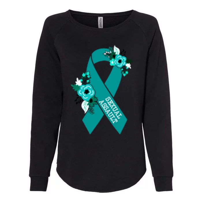 Sexual Assault Awareness Floral Teal Ribbon Awareness Gift Funny Gift Womens California Wash Sweatshirt